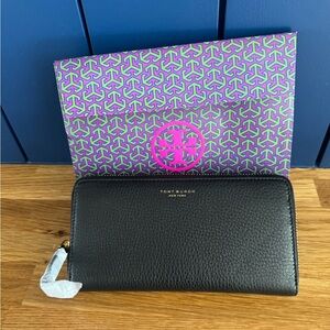 Tory Burch Black Zip-Around Wallet